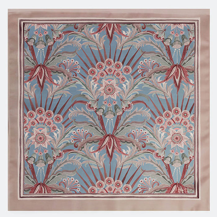 Morning Flowers Silk Scarf CORNFLOWER - 110cm