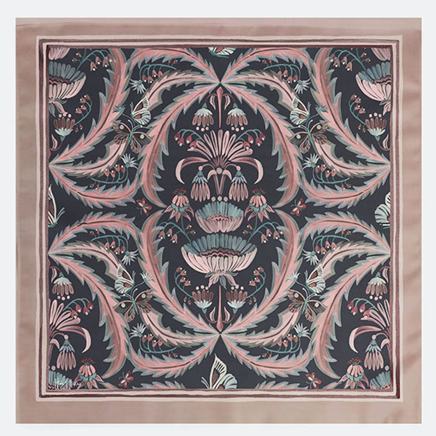 Morning Flowers Silk Scarf CORNFLOWER - 110cm