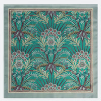 Morning Flowers Silk Scarf TEAL - 110cm