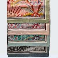 Morning Flowers Silk Scarf BLACK - 110cm