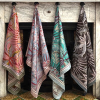 Morning Flowers Silk Scarf TEAL - 110cm