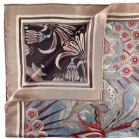 Morning Flowers Silk Scarf CORNFLOWER - 110cm
