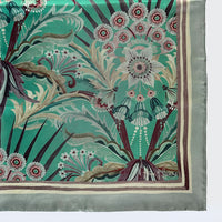 Morning Flowers Silk Scarf TEAL - 110cm