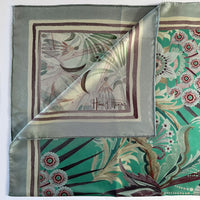 Morning Flowers Silk Scarf TEAL - 110cm