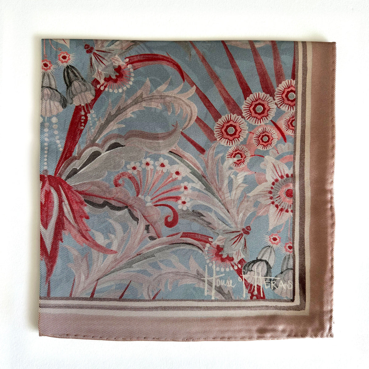 Morning Flowers Silk Neckerchief / Pocket Square BLUE - 45cm