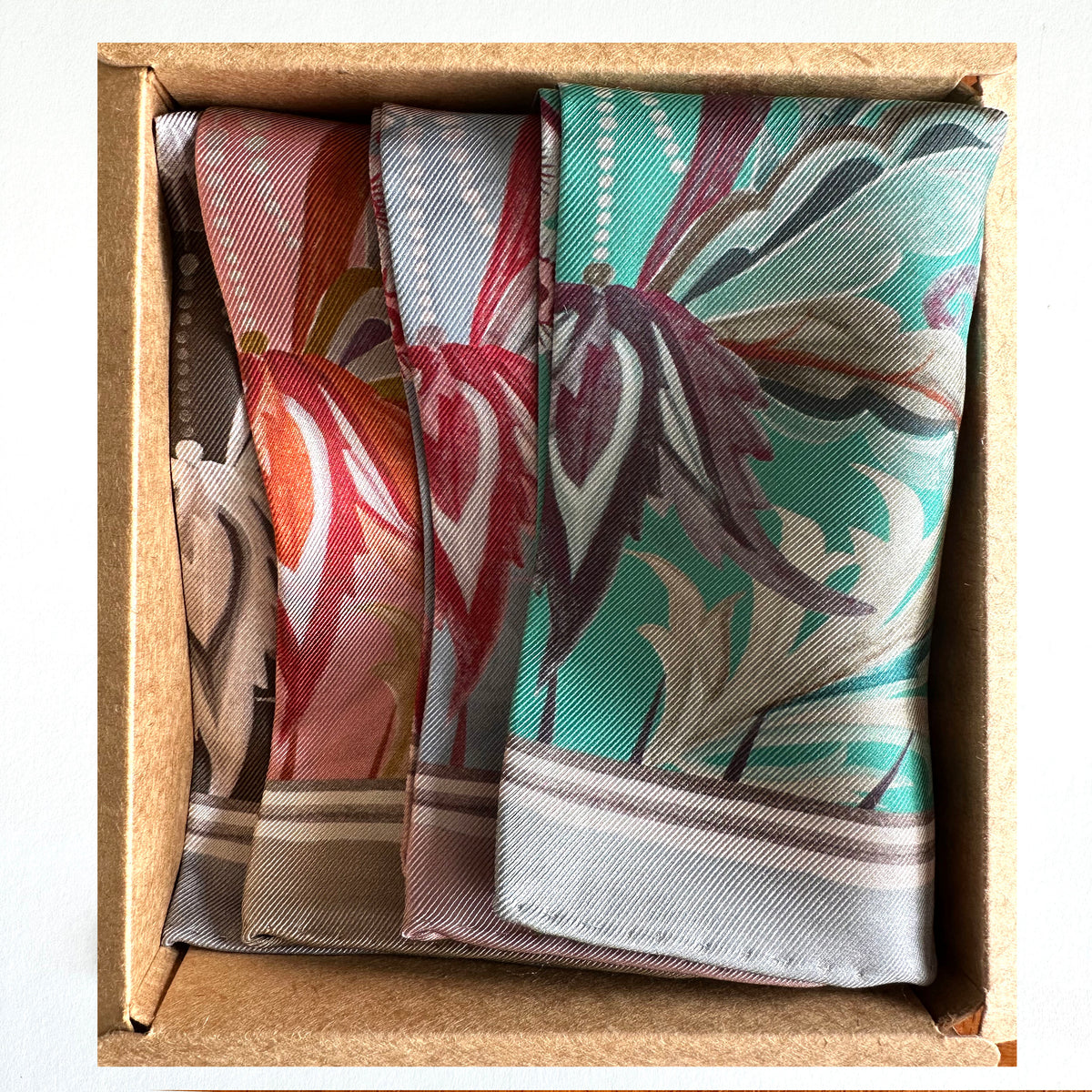 Morning Flowers Silk Neckerchief / Pocket Square BLACK - 45cm