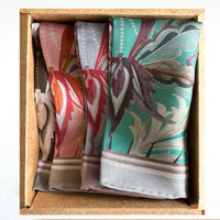 Morning Flowers Silk Neckerchief / Pocket Square BLACK - 45cm