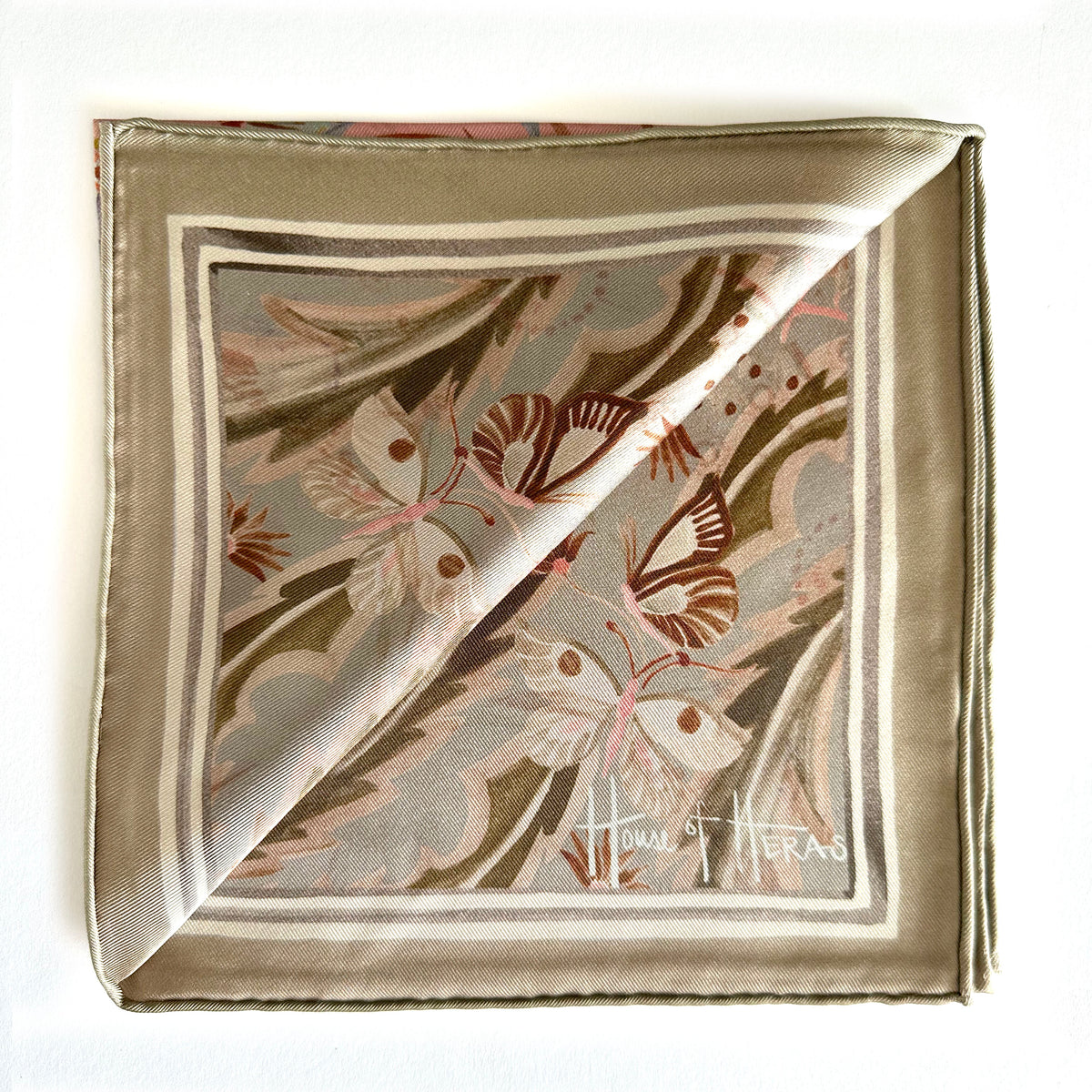 Morning Flowers Silk Neckerchief / Pocket Square PINK - 45cm