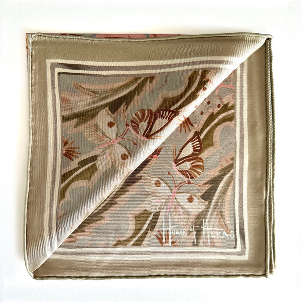 Morning Flowers Silk Neckerchief / Pocket Square PINK - 45cm