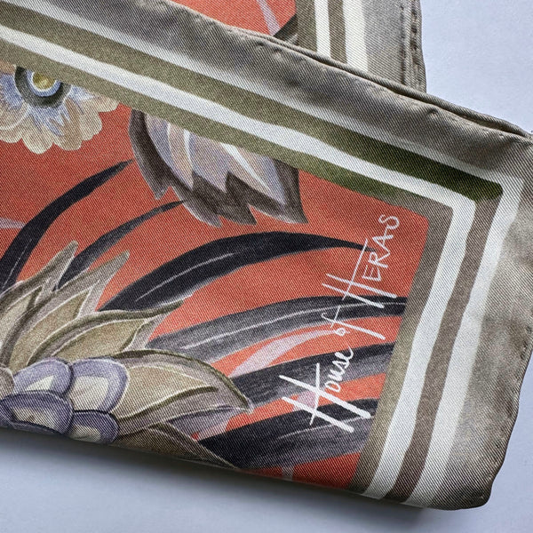 Bird Of Paradise Silk Scarf - PAPAYA 65cm