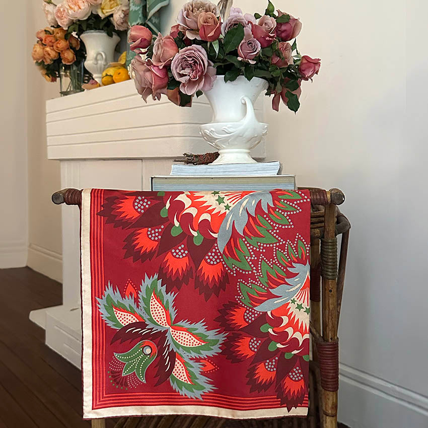 Wildflora Silk Scarf - SCARLET 65cm