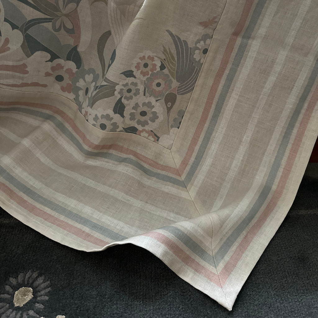 "Hummingbird Garden" Linen Tablecloth - SHELL