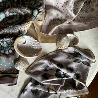Wildflora Silk Scarf - SILVER 65cm