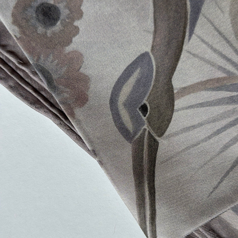 Bird Of Paradise Silk Scarf - SILVER 65cm