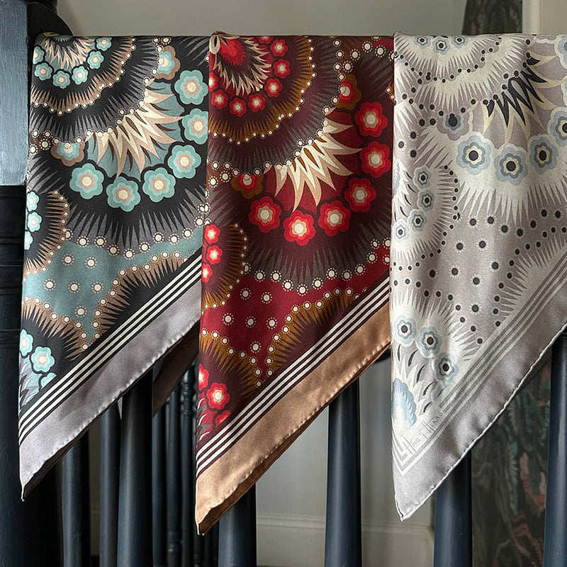 Snow Petal Silk Scarf - MINERAL 65cm