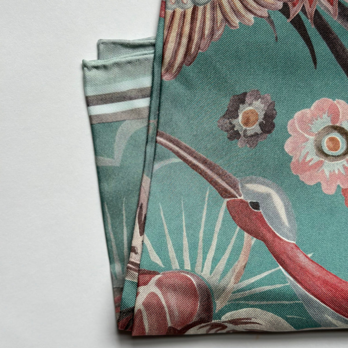 Bird Of Paradise Silk Scarf - TEAL 65cm