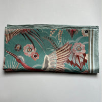 Bird Of Paradise Silk Scarf - TEAL 65cm