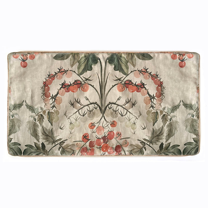 "Tomato Vine"  linen cushion cover with velvet back - CREAM