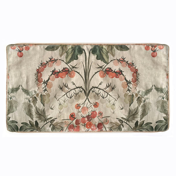 "Tomato Vine"  linen cushion cover with velvet back - CREAM
