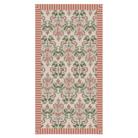 "Tomato Vine" Linen Tablecoth with Striped Ruffle - CREAM