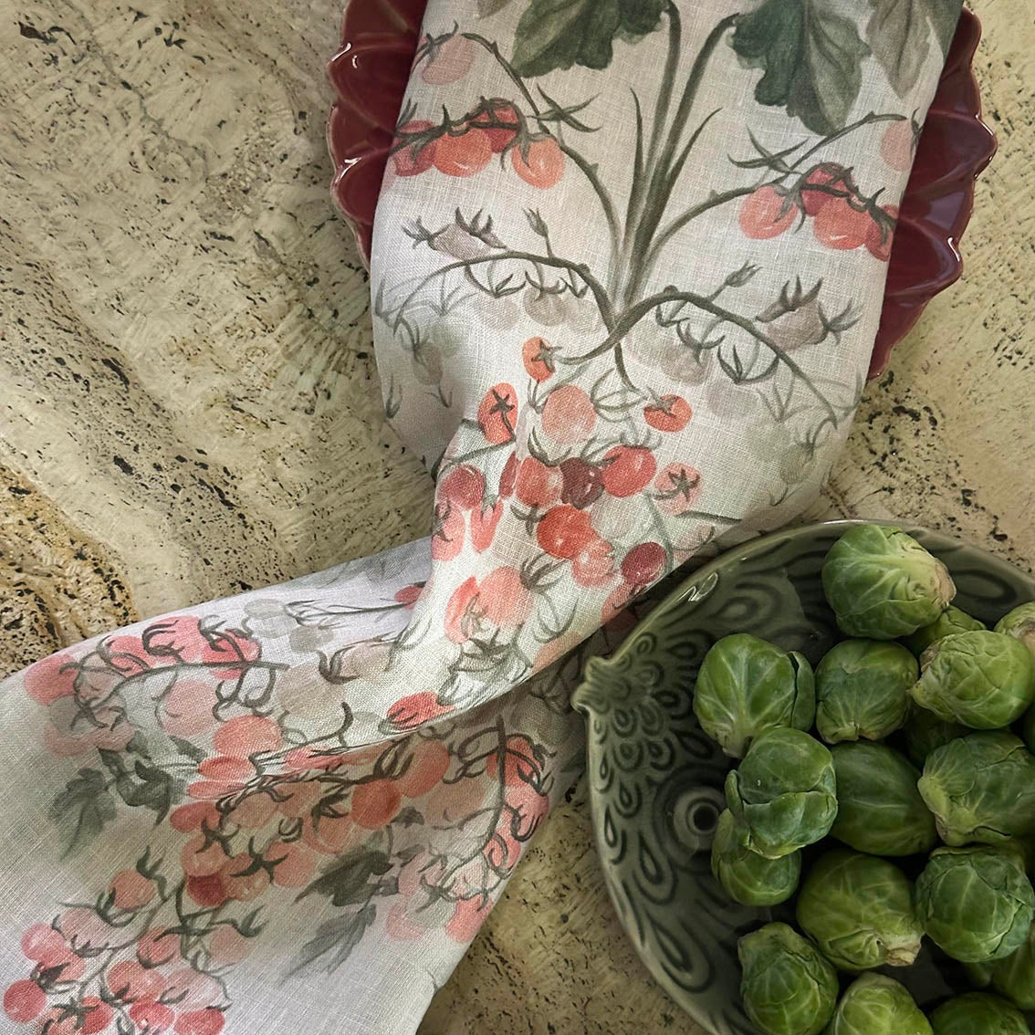 "Tomato Vine" Linen Napkins CREAM - SET OF 4