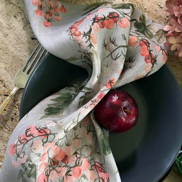 "Tomato Vine" Linen Napkins MINT - SET OF 4