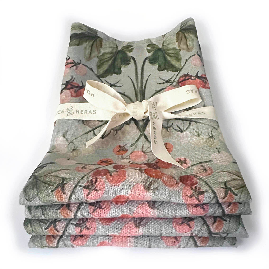 "Tomato Vine" Linen Napkins MINT - SET OF 4