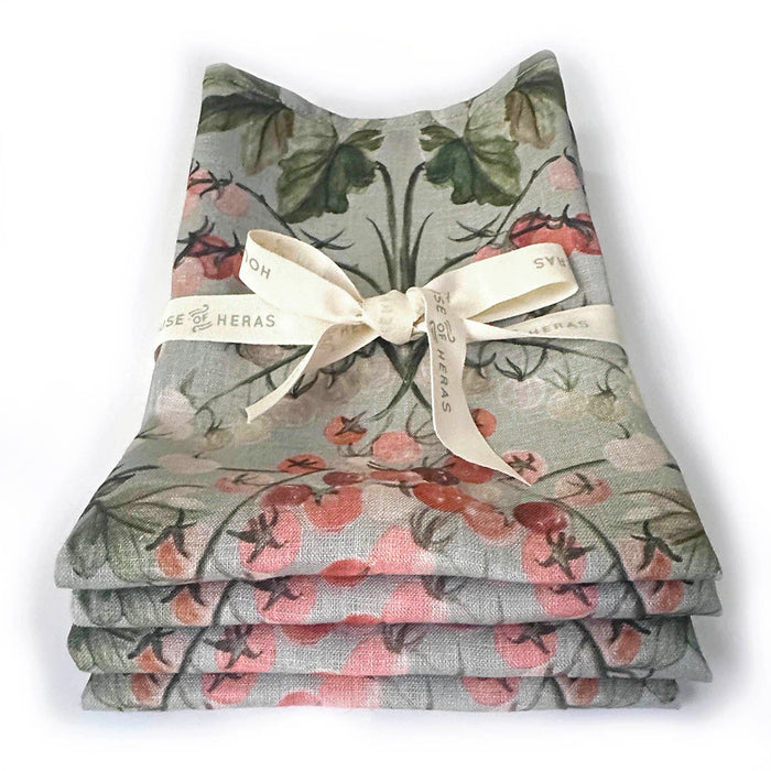 "Tomato Vine" Linen Napkins MINT - SET OF 4