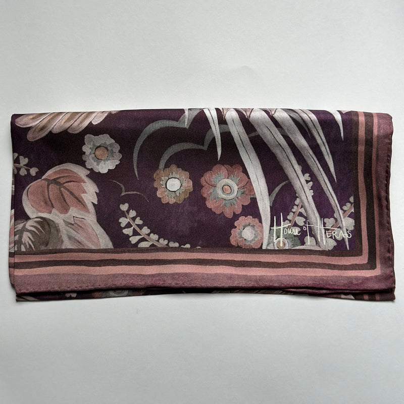 Bird Of Paradise Silk Scarf - WINE 65cm