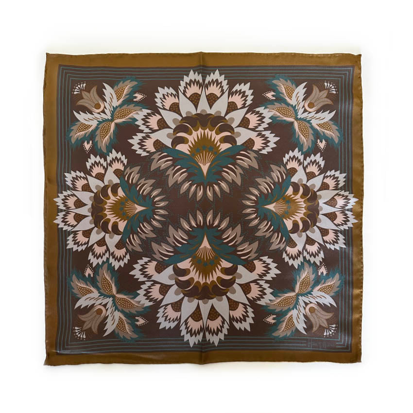 Wildflora Silk Scarf - COFFEE 43cm