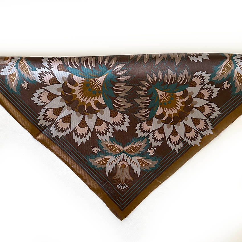 Wildflora Silk Scarf - COFFEE 43cm
