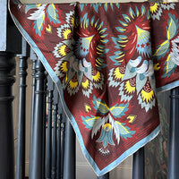 Wildflora Silk Scarf - ESPRESSO 65cm