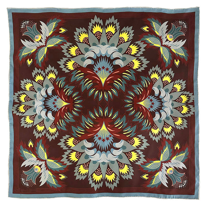 Wildflora Silk Scarf - ESPRESSO 65cm