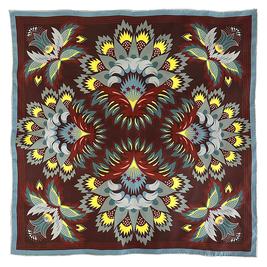 Wildflora Silk Scarf - ESPRESSO 65cm