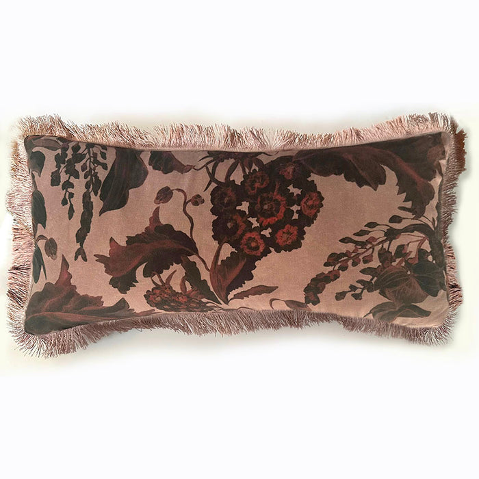 "Harvest Bloom"  linen cushion cover with velvet back - DUSTY PINK