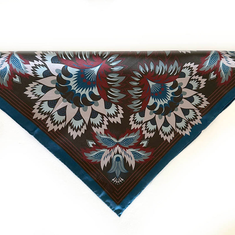 Wildflora Silk Scarf - MIDNIGHT 43cm
