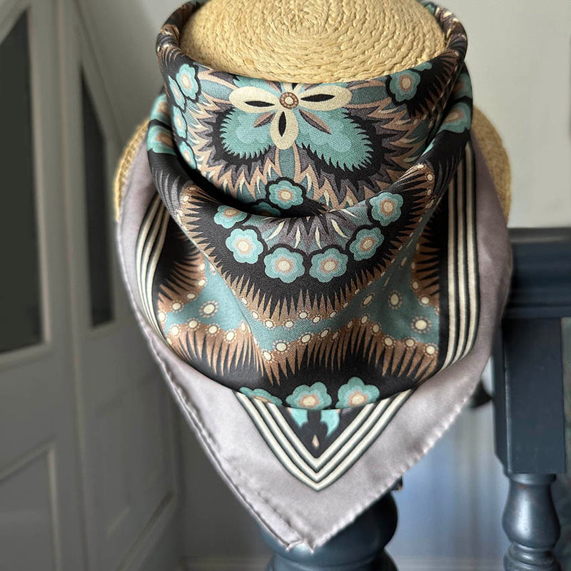 Snow Petal Silk Scarf - MINERAL 65cm