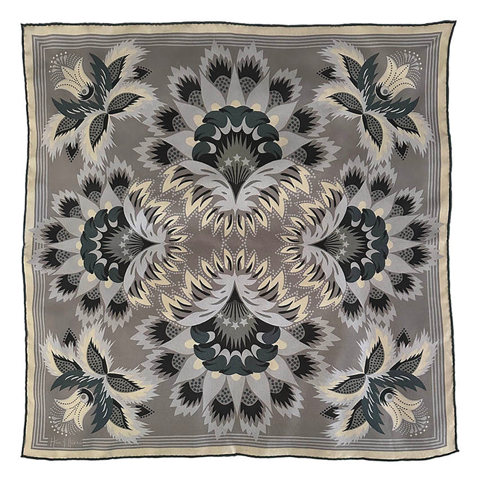 Wildflora Silk Scarf - SILVER 65cm