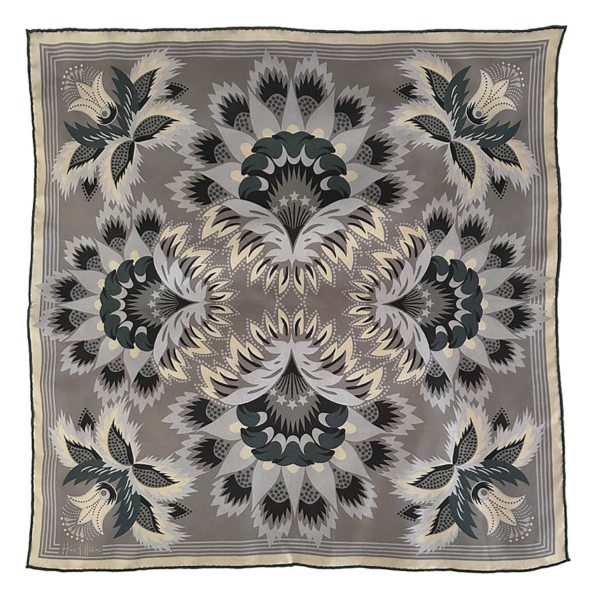 Wildflora Silk Scarf - SILVER 65cm