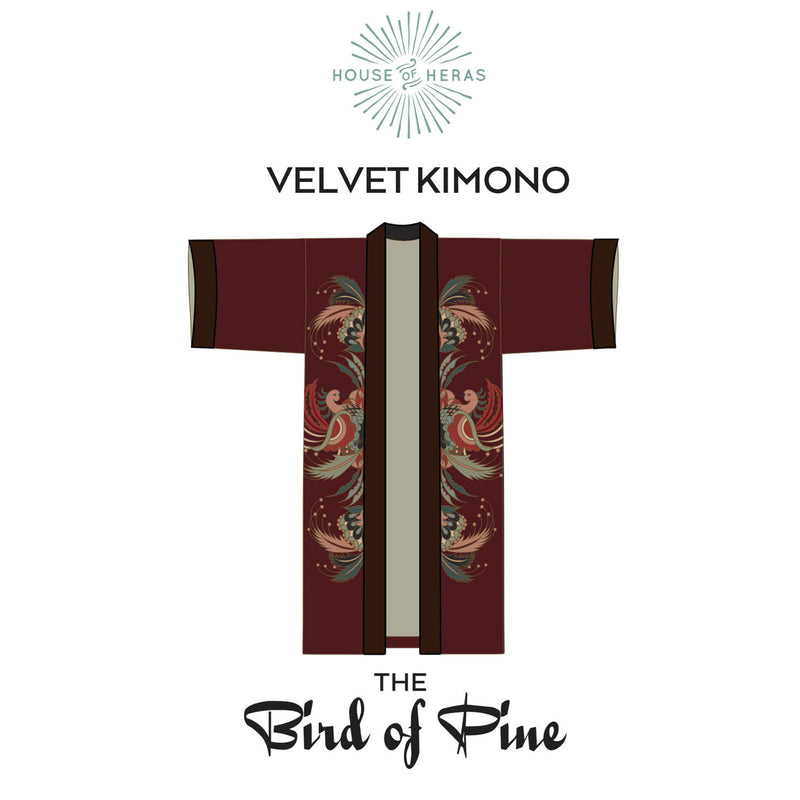 VELVET KIMONO- The Bird of Pine
