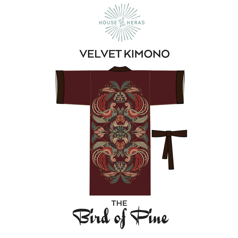 VELVET KIMONO- The Bird of Pine