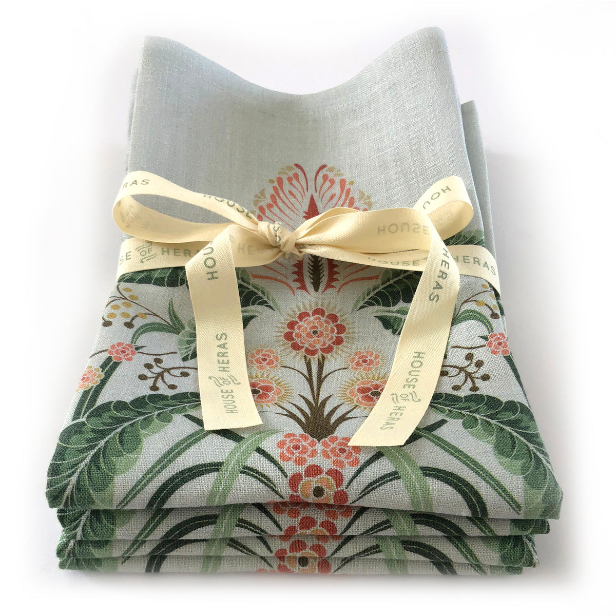 "Wattle Delight" Linen Napkins - Silver - SET OF 4