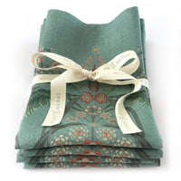 "Bush Bouquet" Linen Napkins - Teal - SET OF 4