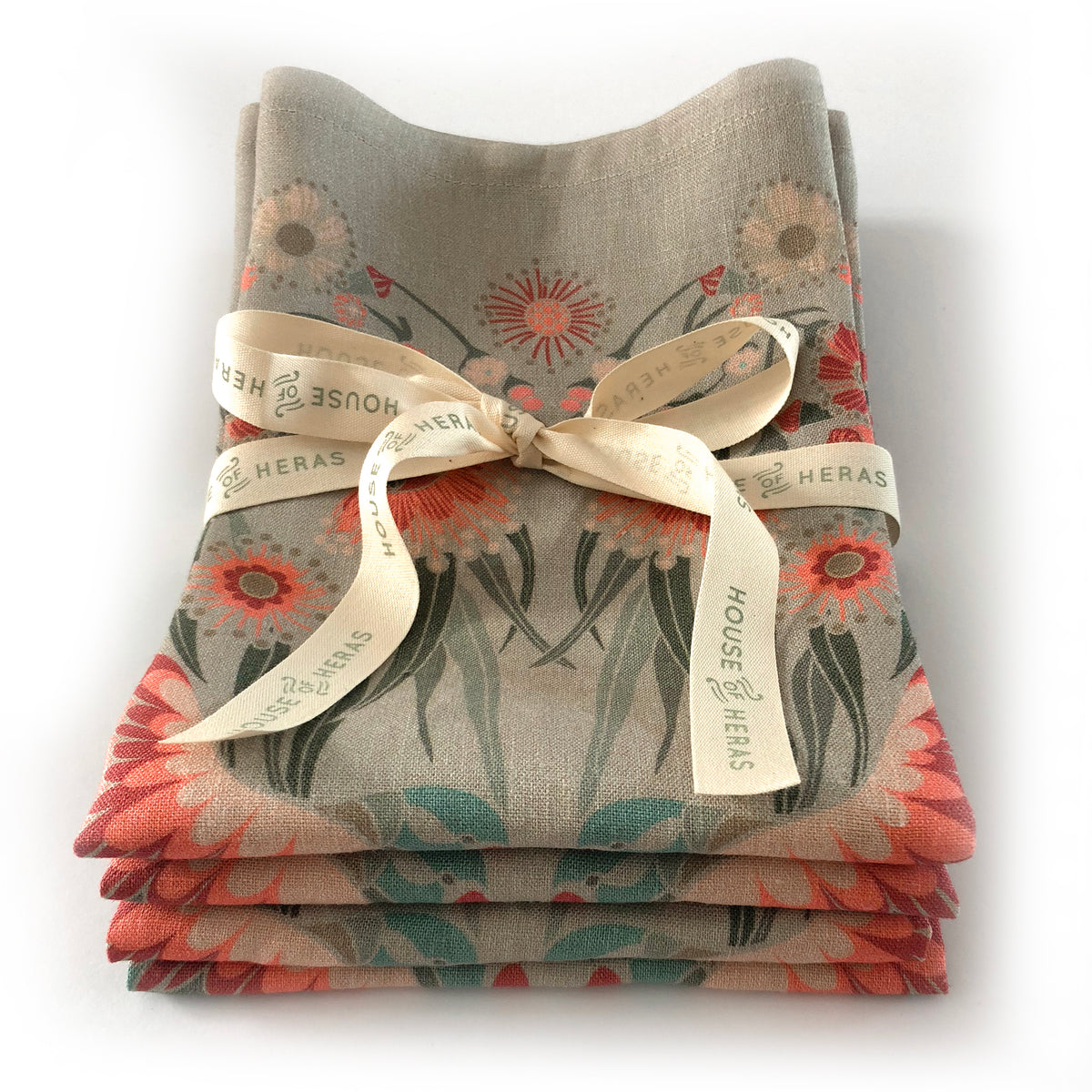 "Gumnut Paradise"  Linen Napkins  -  Wheat  -  SET OF 4
