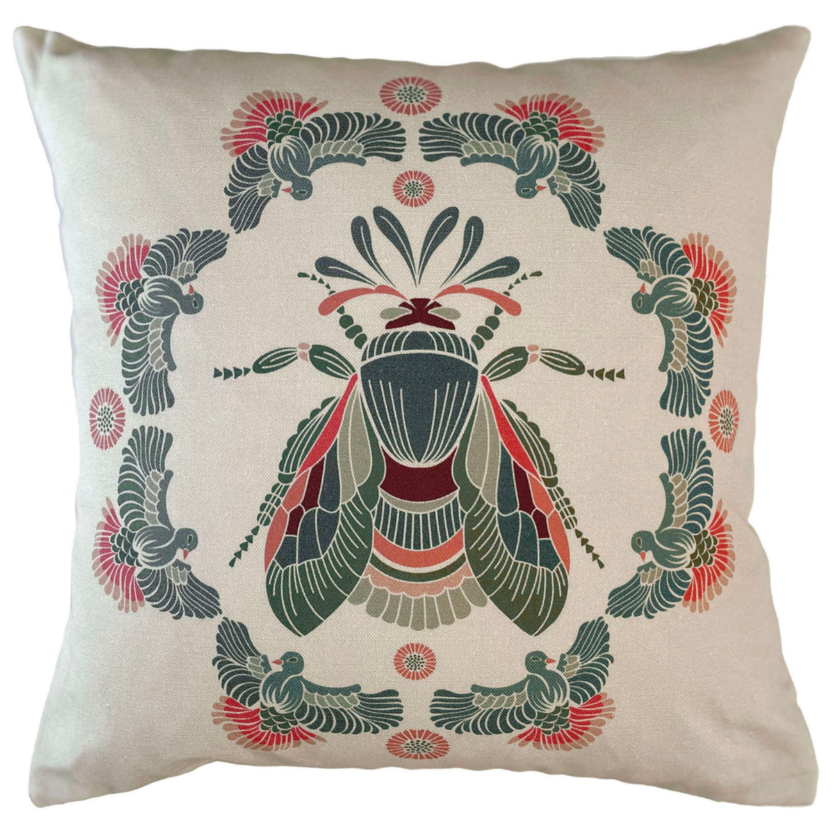 "Bees Knees" Linen/Velvet Cushion Cover - Cream