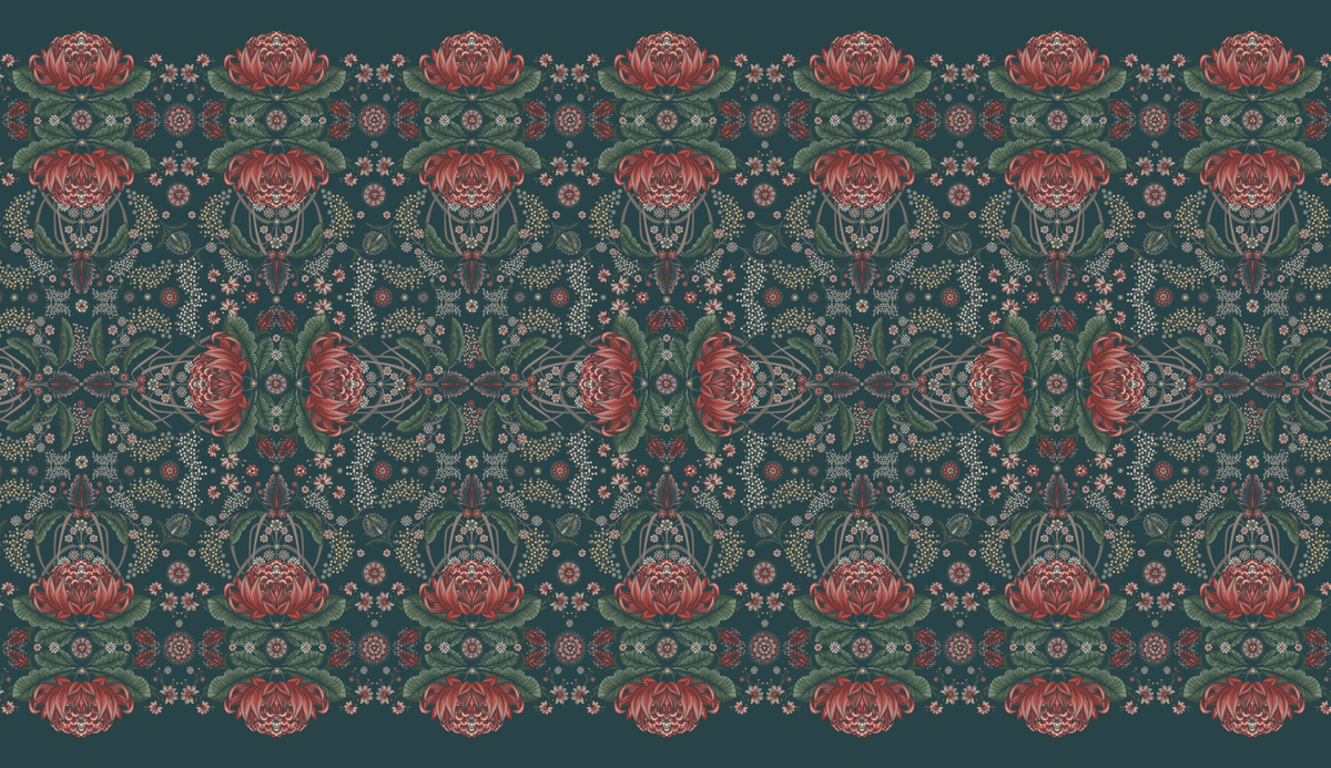 "Bush Bouquet" Linen Tablecloth - Navy