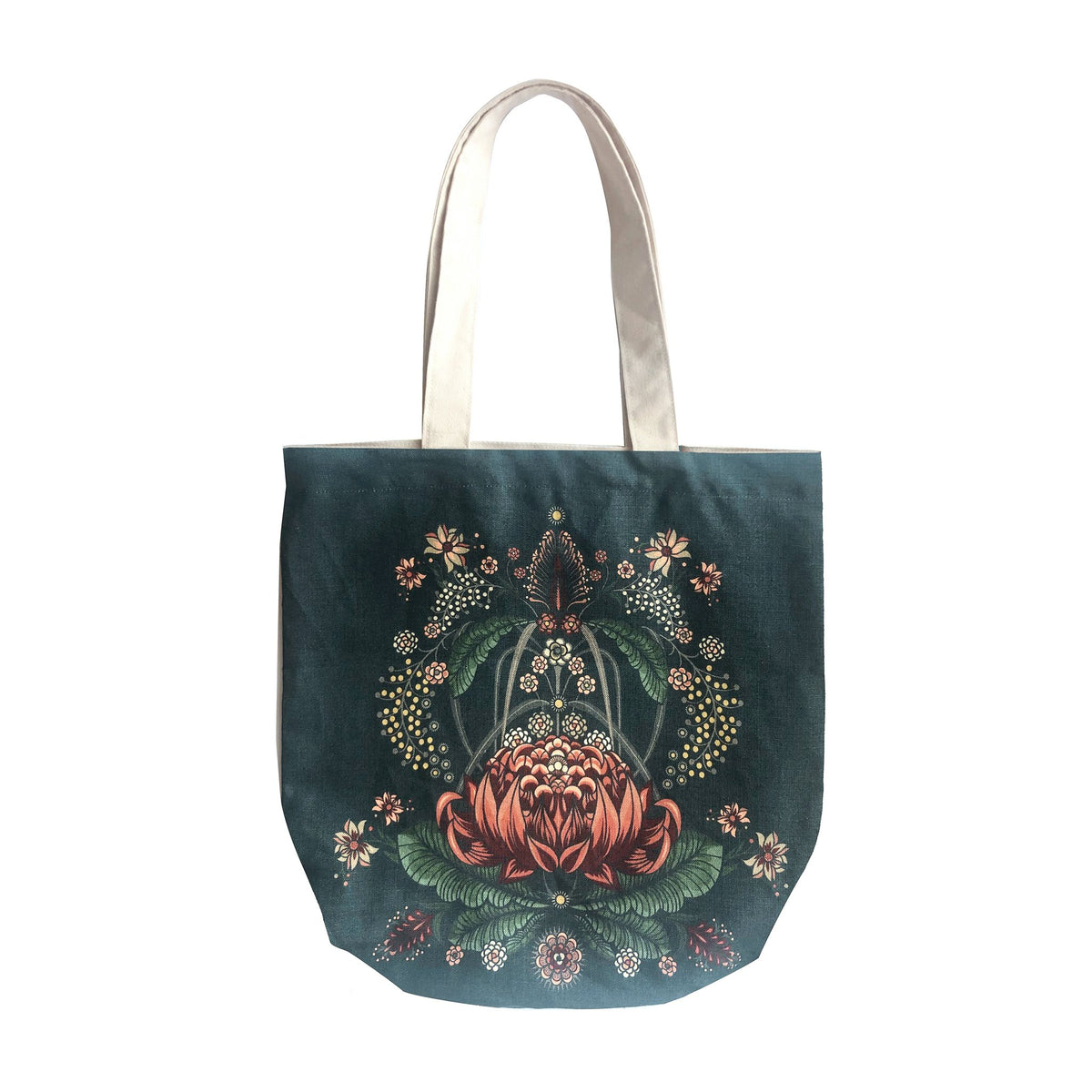 "Bush Bouquet" Belgian Linen Shopping Bag - Navy