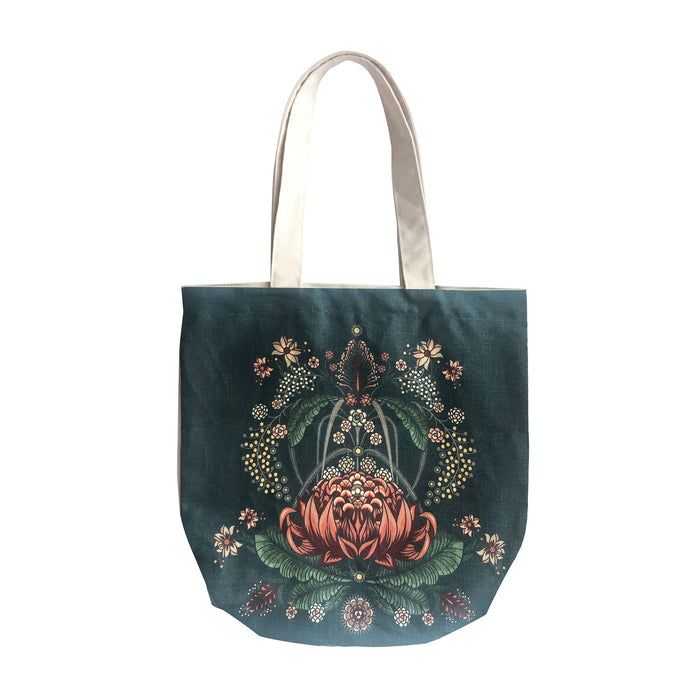 "Bush Bouquet" Belgian Linen Shopping Bag - Navy