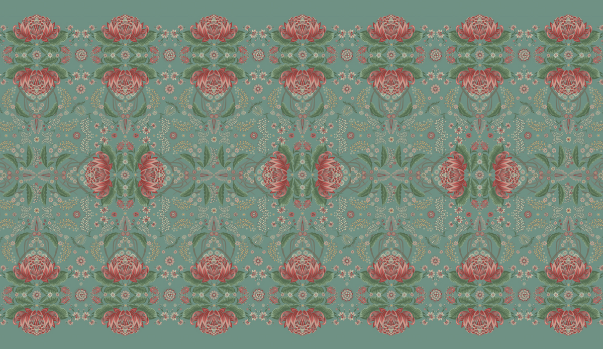 "Bush Bouquet" Linen Tablecloth - Teal