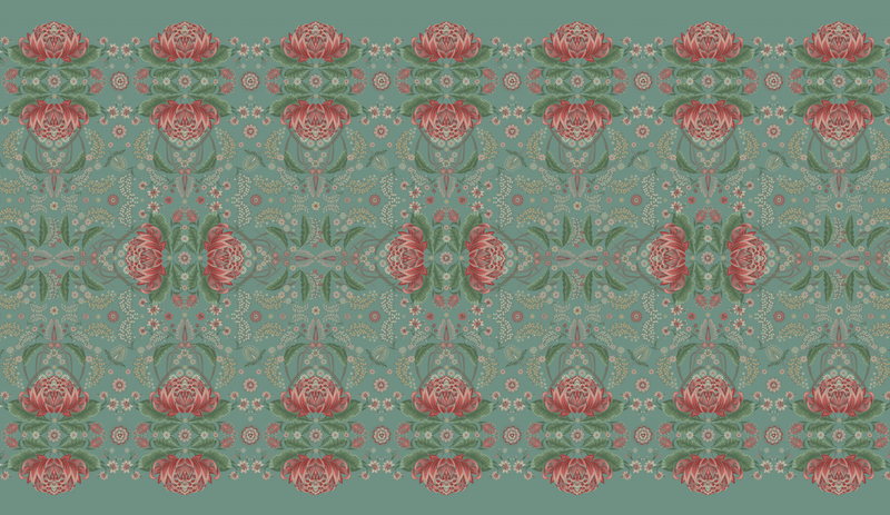 "Bush Bouquet" Linen Tablecloth - Teal